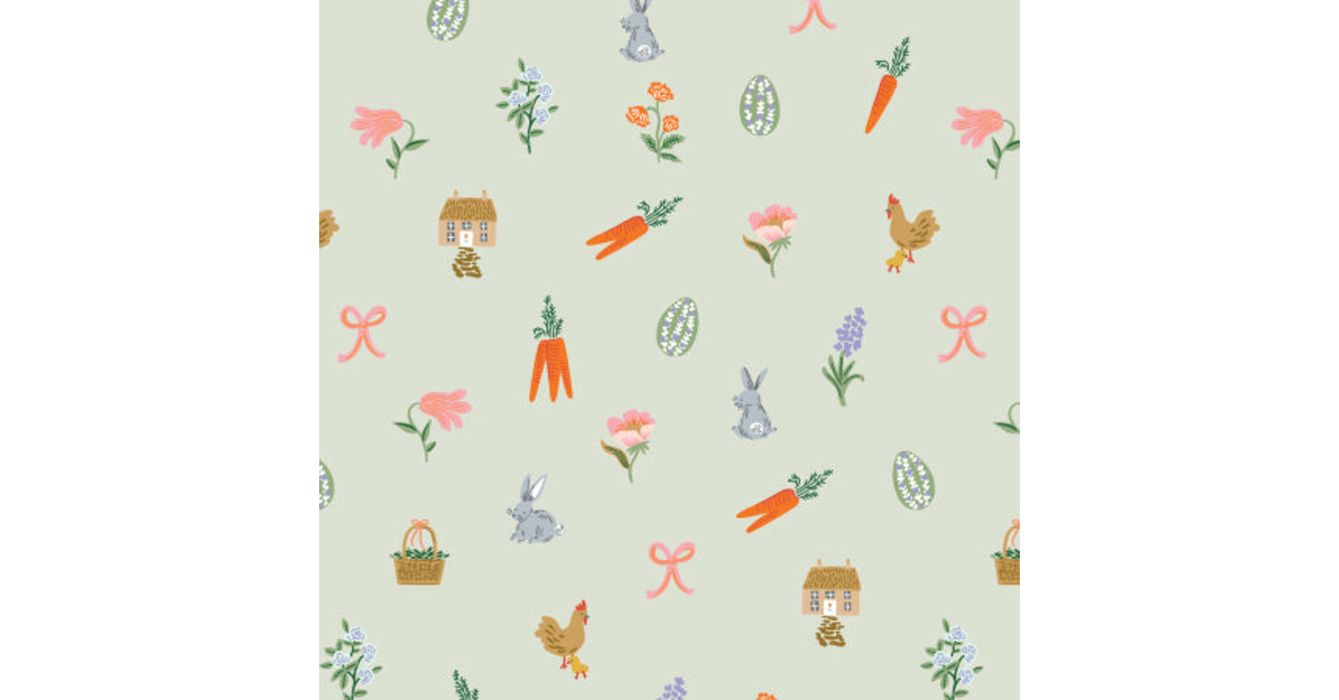 Coton Rifle Paper Easter Basket Mint 20 x 110 cm